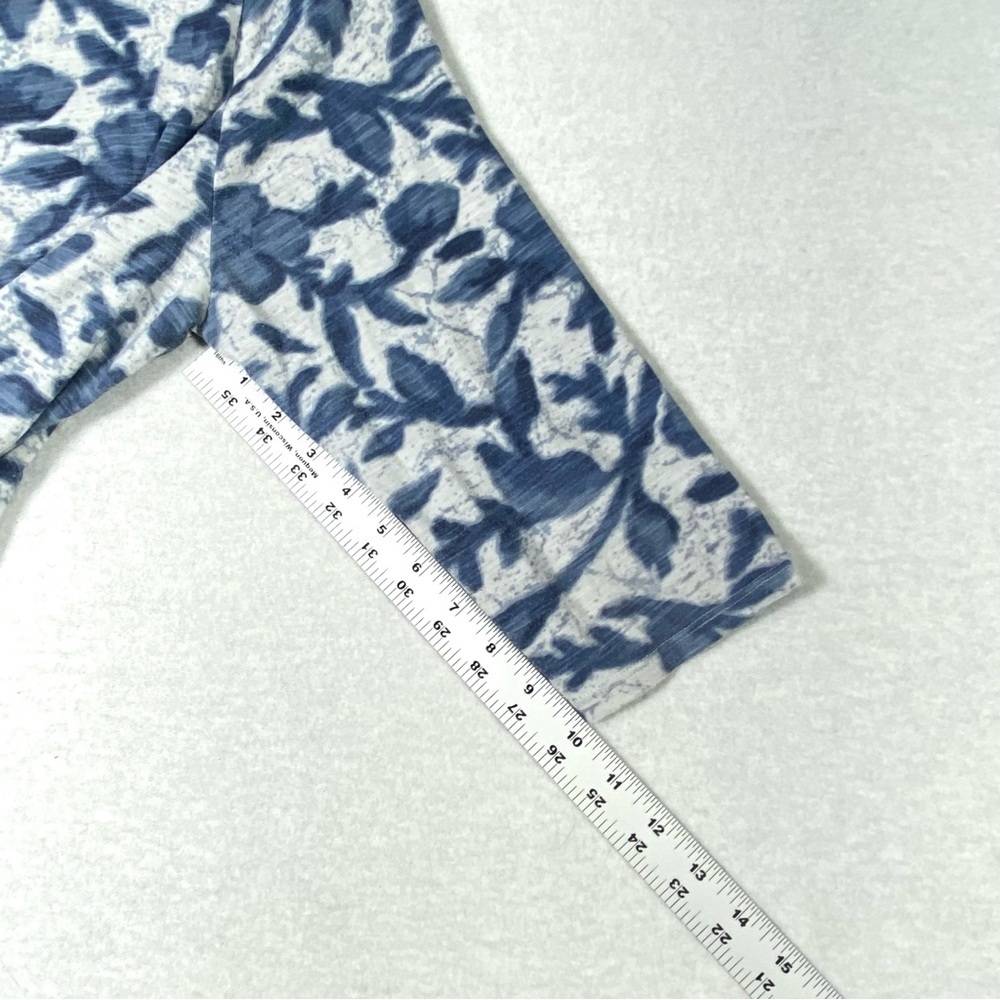 Sonoma Top Women's PL Blue White Floral 3/4 Sleeve Crewneck Stretch Casual Shirt - Picture 12 of 12